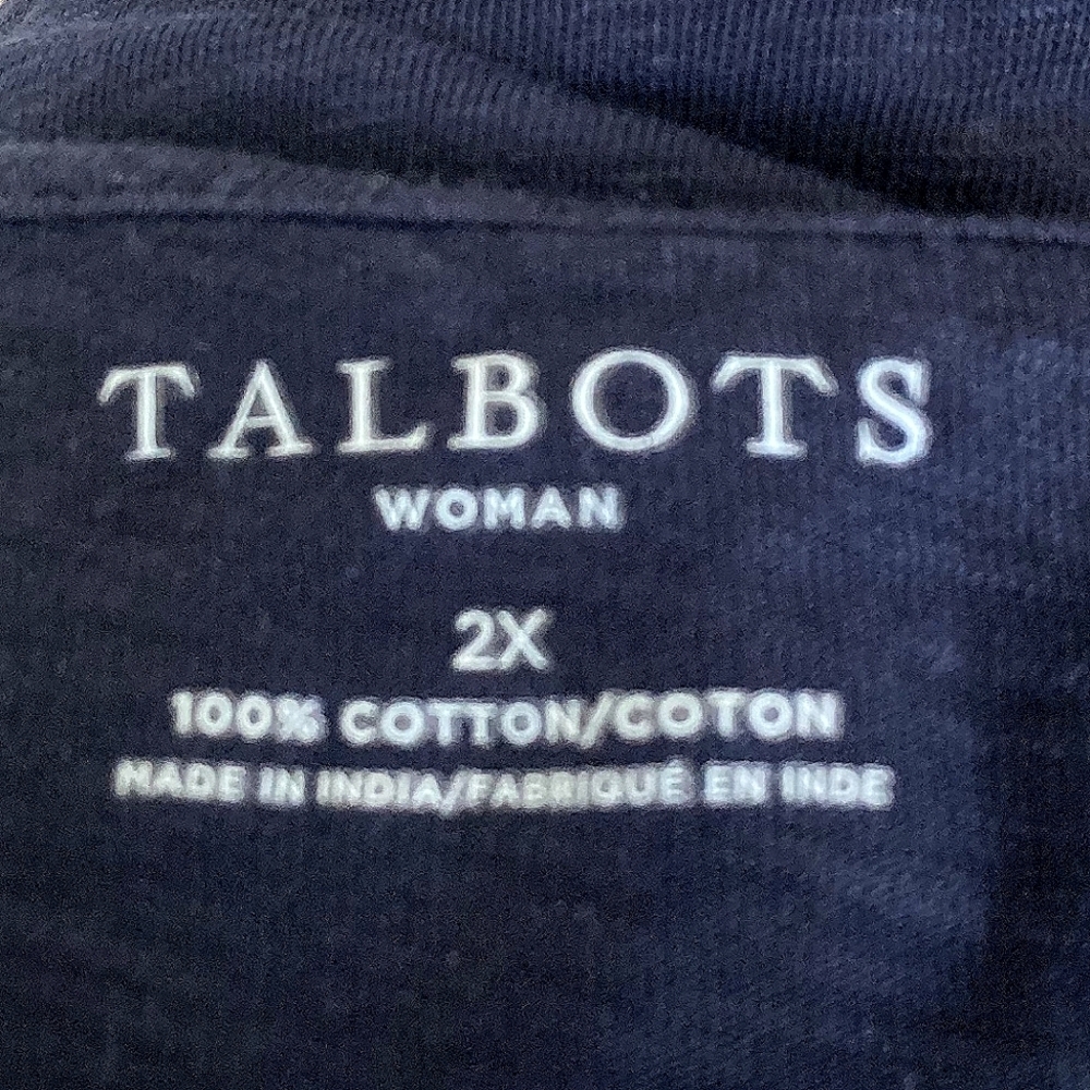 Talbots Beaded embroidered sequin blue tunic boho top 2X Cotton Resort Preppy - Picture 15 of 16